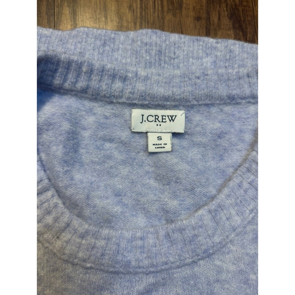 J Crew Light Blue‎ Speckled Knit Crewneck Sweater Long Sleeve cozy warm Size S - Picture 2 of 9